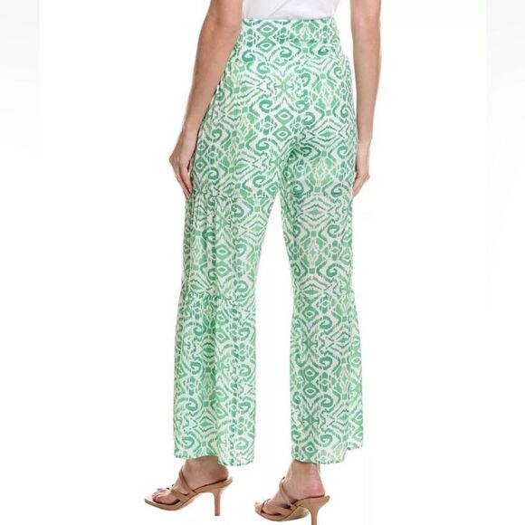 Nanette Lepore Green Print Palazzo Wide Leg Pant Size M - Picture 2 of 11